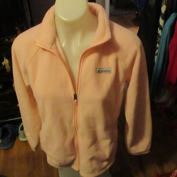 COLUMBIA BABY PINK ZIP FRONT SWEATSHIRT XL KIDS OR SMALL WOMAN WORN ONCE - Picture 2 of 3